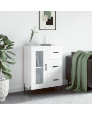 Buffet Blanc brillant 69,5x34x90 cm Bois d'ingénierie | Mobilier & Déco