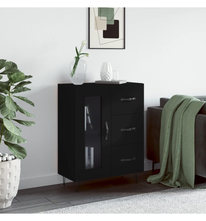 Buffet noir 69,5x34x90 cm bois d'ingénierie | Mobilier & Déco