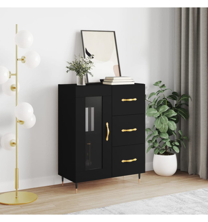 Buffet noir 69,5x34x90 cm bois d'ingénierie | Mobilier & Déco