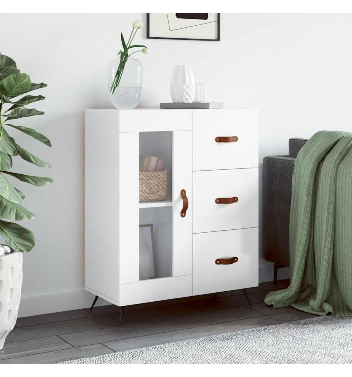 Buffet Blanc brillant 69,5x34x90 cm Bois d'ingénierie | Mobilier & Déco