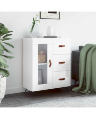 Buffet Blanc brillant 69,5x34x90 cm Bois d'ingénierie | Mobilier & Déco