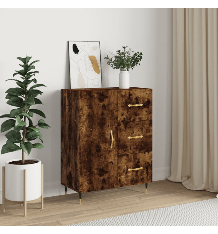 Buffet chêne fumé 69,5x34x90 cm bois d'ingénierie | Mobilier & Déco