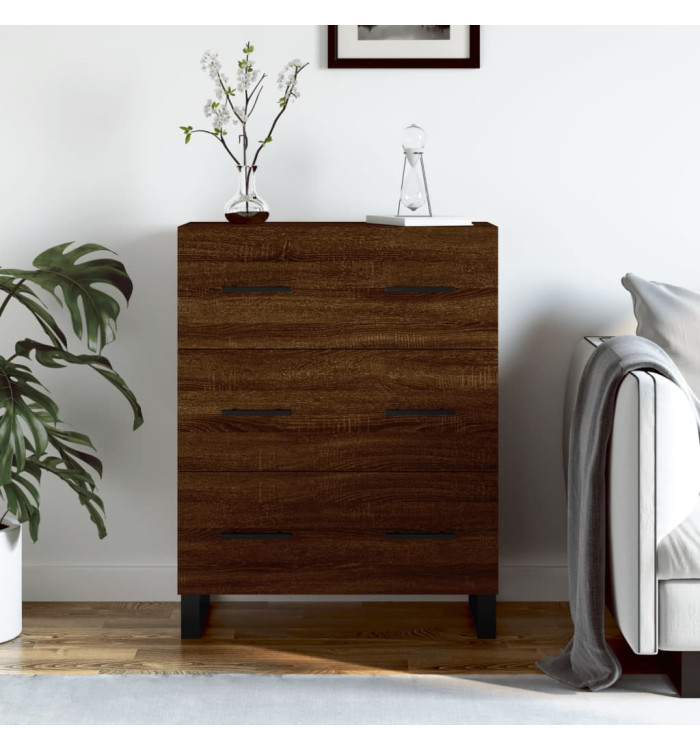 Buffet chêne marron 69,5x34x90 cm bois d'ingénierie | Mobilier & Déco