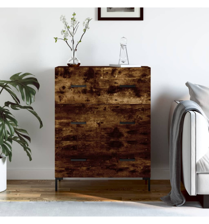 Buffet chêne fumé 69,5x34x90 cm bois d'ingénierie | Mobilier & Déco