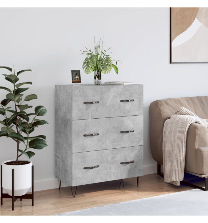 Buffet gris béton 69,5x34x90 cm bois d'ingénierie | Mobilier & Déco