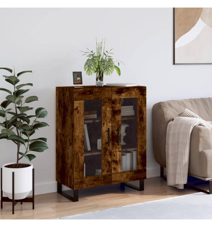 Buffet chêne fumé 69,5x34x90 cm bois d'ingénierie | Mobilier & Déco