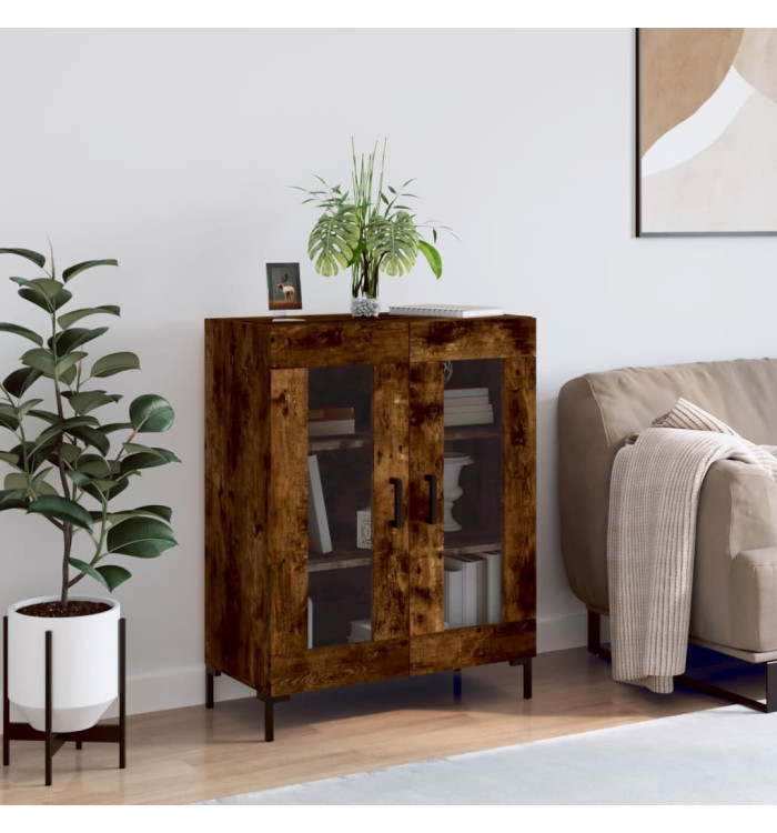 Buffet chêne fumé 69,5x34x90 cm bois d'ingénierie | Mobilier & Déco