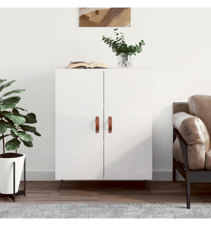 Buffet Blanc brillant 69,5x34x90 cm Bois d'ingénierie | Mobilier & Déco