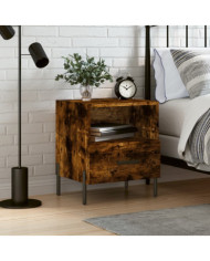 Table de chevet chêne fumé 40x35x47,5 cm bois d’ingénierie | Mobilier & Déco