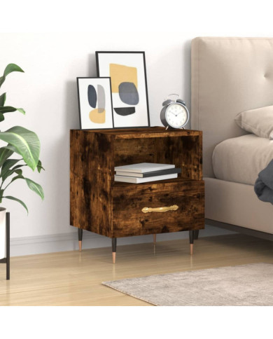 Table de chevet chêne fumé 40x35x47,5 cm bois d’ingénierie | Mobilier & Déco