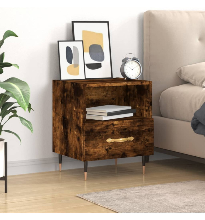 Table de chevet chêne fumé 40x35x47,5 cm bois d’ingénierie | Mobilier & Déco