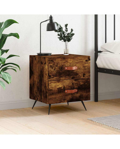 Table de chevet chêne fumé 40x35x47,5 cm bois d’ingénierie | Mobilier & Déco