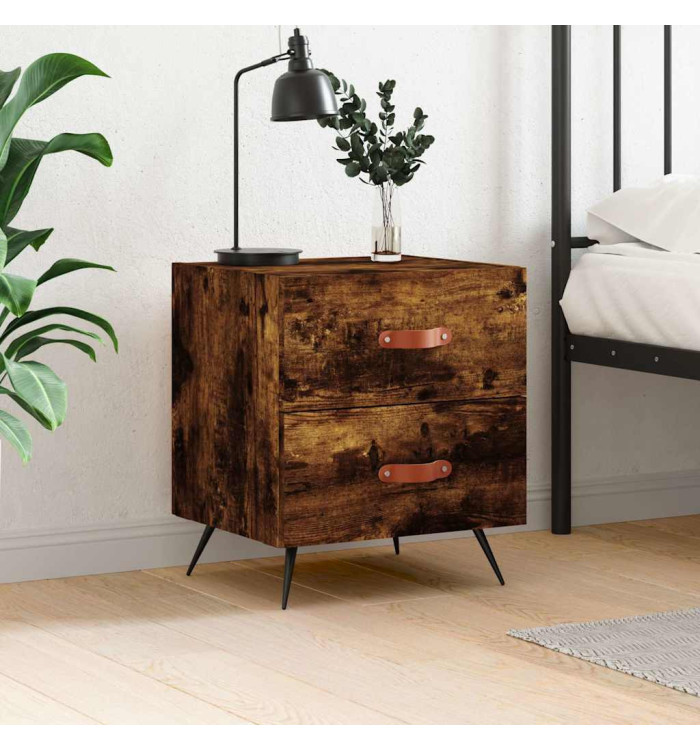 Table de chevet chêne fumé 40x35x47,5 cm bois d’ingénierie | Mobilier & Déco