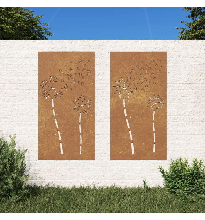 Décorations murales de jardin 2pcs 105x55 cm design de fleur | Mobilier & Déco