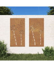 Décorations murales de jardin 2pcs 105x55 cm design de fleur | Mobilier & Déco