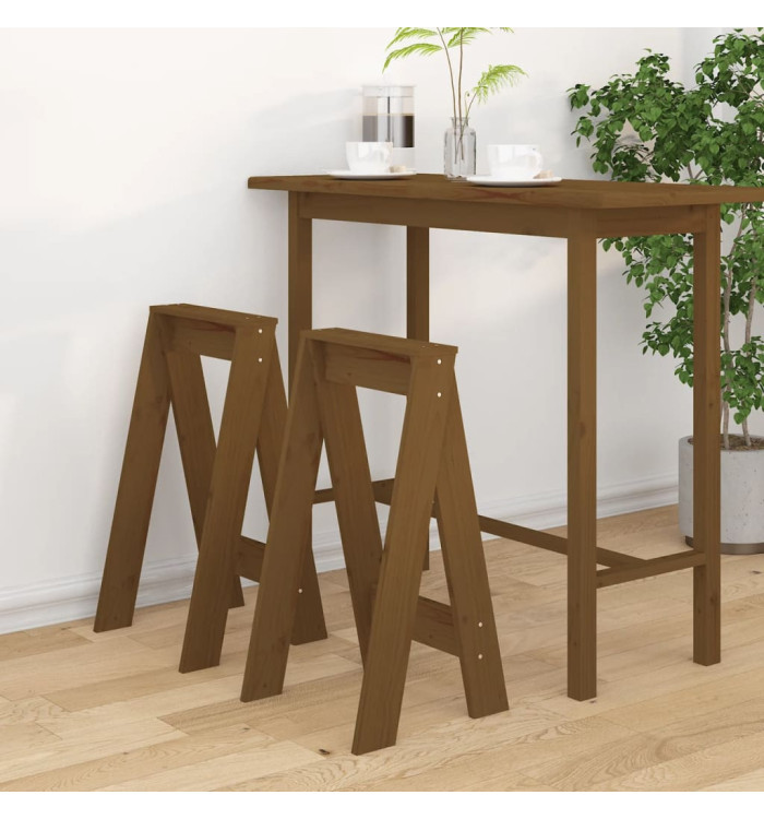 Tabourets lot de 2 marron miel 40x40x75 cm bois massif de pin | Mobilier & Déco