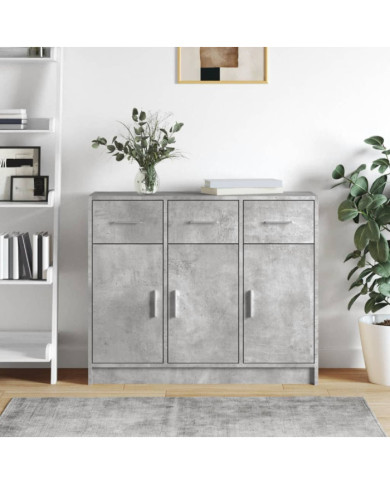 Buffet gris béton 91x28x75 cm bois d'ingénierie | Mobilier & Déco