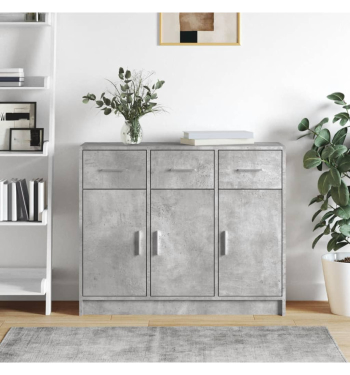 Buffet gris béton 91x28x75 cm bois d'ingénierie | Mobilier & Déco
