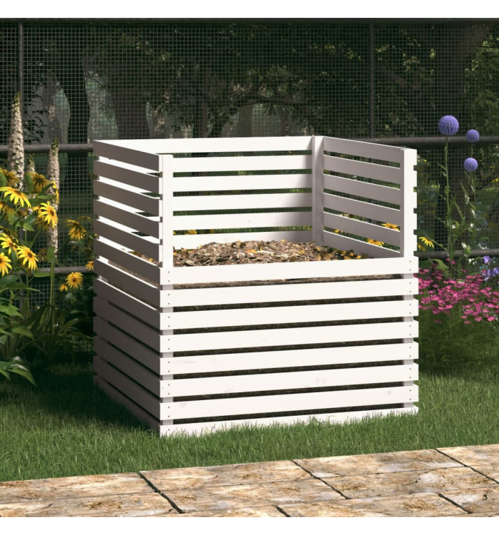 Composteur Blanc 100x100x102 cm Bois massif de pin | Mobilier & Déco