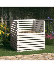 Composteur Blanc 100x100x102 cm Bois massif de pin | Mobilier & Déco