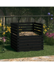 Composteur Noir 80x80x78 cm Bois massif de pin | Mobilier & Déco