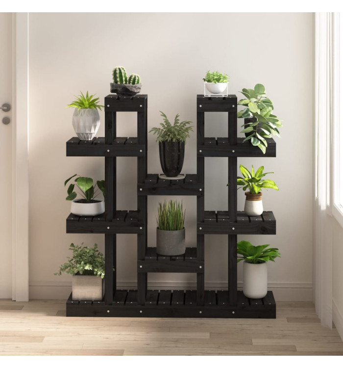 Support à plantes Noir 104,5x25x109,5 cm Bois massif de pin | Mobilier & Déco