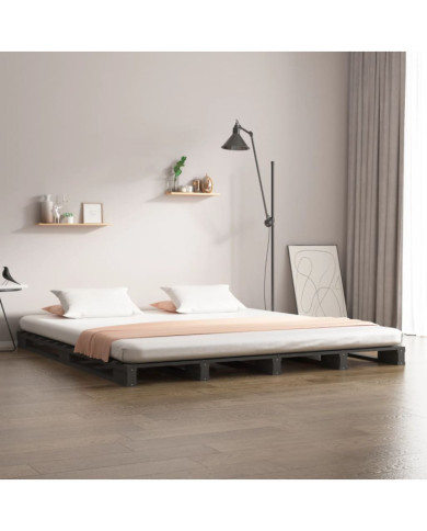 Lit de palette sans matelas gris bois massif | Mobilier & Déco