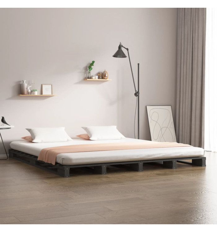 Lit de palette sans matelas gris bois massif | Mobilier & Déco