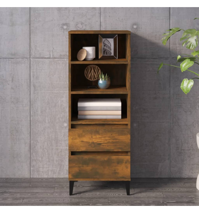 Buffet haut Chêne fumé 40x36x110 cm Bois d'ingénierie | Mobilier & Déco