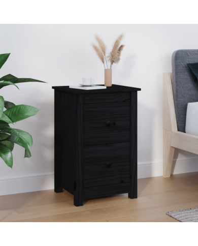 Table de chevet Noir 40x35x61,5 cm Bois de pin massif | Mobilier & Déco