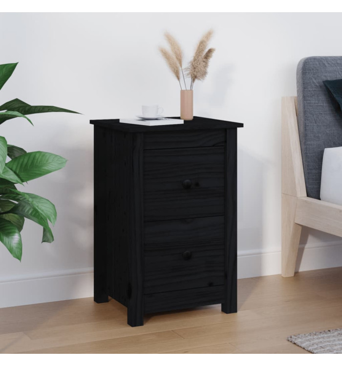 Table de chevet Noir 40x35x61,5 cm Bois de pin massif | Mobilier & Déco
