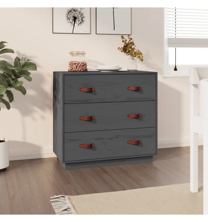 Buffet Gris 80x40x75 cm Bois massif de pin | Mobilier & Déco