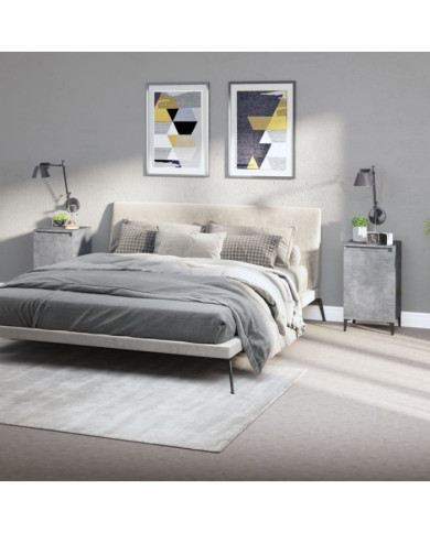 Tables de chevet 2 pcs gris béton 40x35x70 cm bois d'ingénierie | Mobilier & Déco