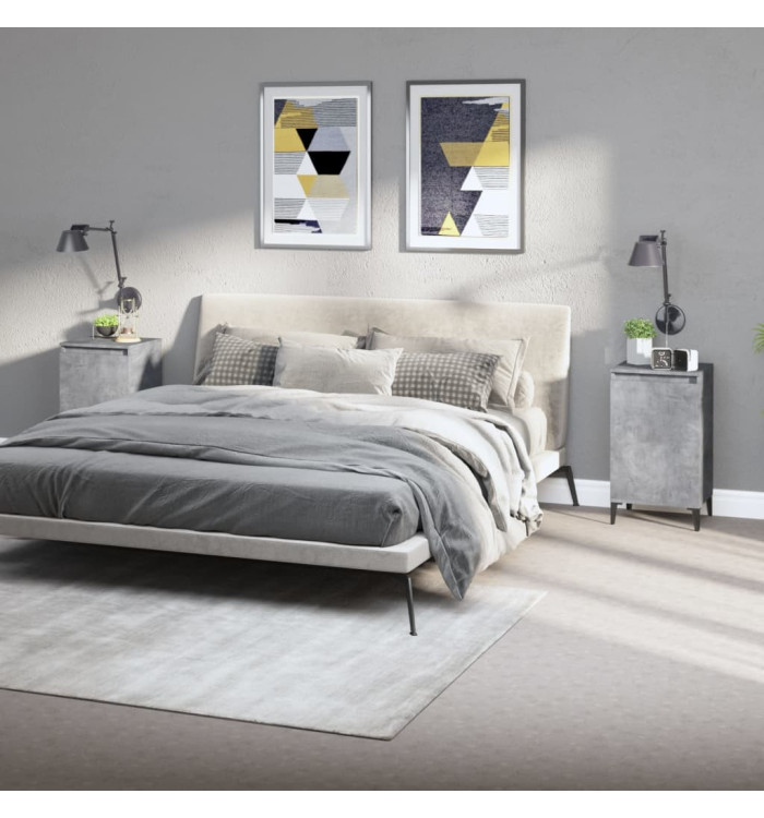 Tables de chevet 2 pcs gris béton 40x35x70 cm bois d'ingénierie | Mobilier & Déco
