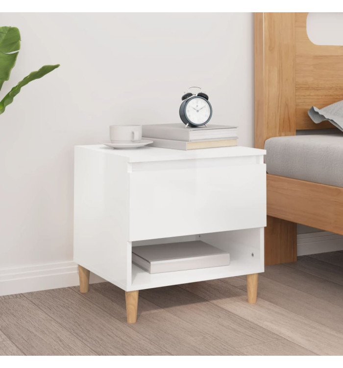 Table de chevet Blanc brillant 50x46x50 cm Bois d’ingénierie | Mobilier & Déco