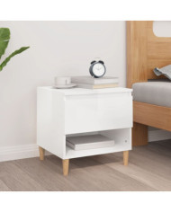 Table de chevet Blanc brillant 50x46x50 cm Bois d’ingénierie | Mobilier & Déco