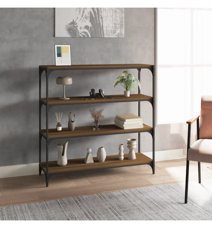 Bibliothèque Chêne brun 100x33x100cm Bois d'ingénierie et acier | Mobilier & Déco
