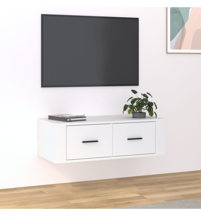 Meuble TV suspendu Blanc 80x36x25 cm Bois d'ingénierie | Mobilier & Déco
