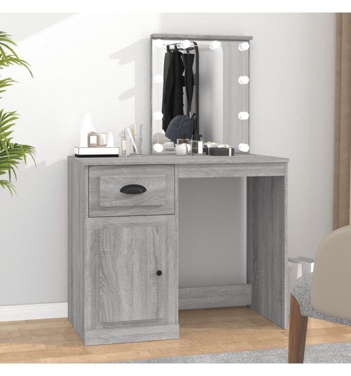 Coiffeuse avec LED sonoma gris 90x50x132,5 cm bois d'ingénierie | Mobilier & Déco