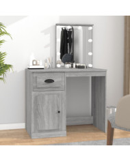 Coiffeuse avec LED sonoma gris 90x50x132,5 cm bois d'ingénierie | Mobilier & Déco