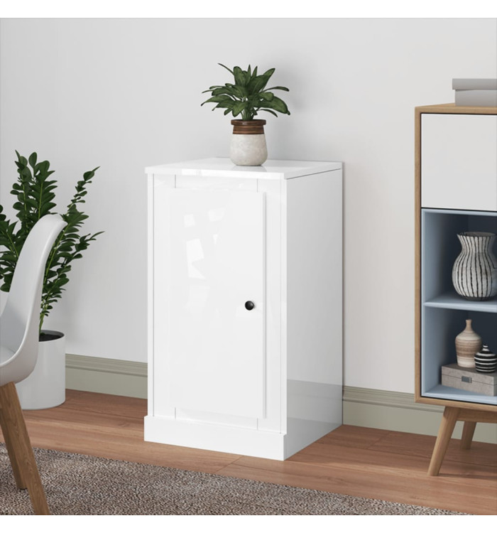 Buffet blanc brillant 37,5x35,5x67,5 cm bois d'ingénierie | Mobilier & Déco