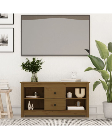 Meuble TV Marron miel 103x36,5x52 cm Bois de pin massif | Mobilier & Déco