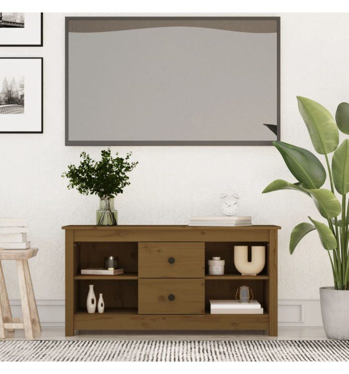 Meuble TV Marron miel 103x36,5x52 cm Bois de pin massif | Mobilier & Déco