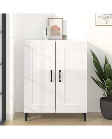 Buffet Blanc brillant 69,5x34x90 cm Bois d'ingénierie | Mobilier & Déco