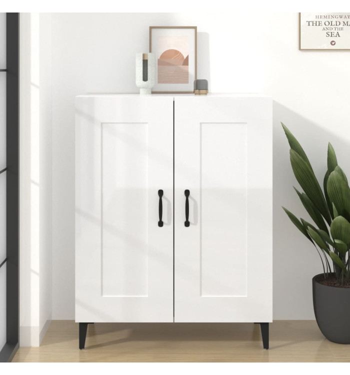 Buffet Blanc brillant 69,5x34x90 cm Bois d'ingénierie | Mobilier & Déco