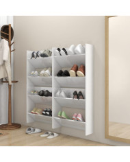 Armoires à chaussures murales 4 pcs blanc brillant 60x18x60 cm | Mobilier & Déco