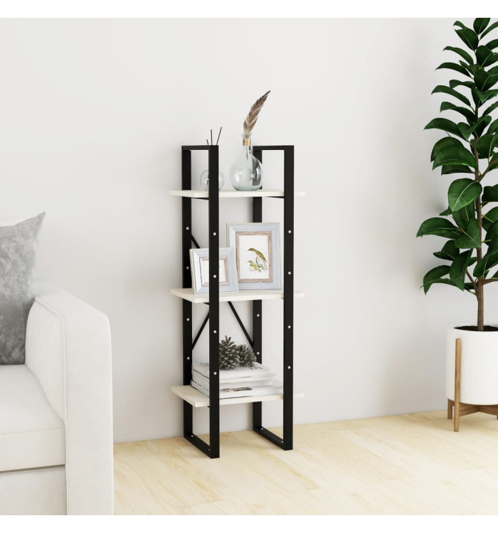 Bibliothèque à 3 niveaux Blanc 40x30x105 cm Bois de pin massif | Mobilier & Déco