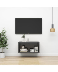 Meuble TV mural Gris 37x37x72 cm Bois d’ingénierie | Mobilier & Déco