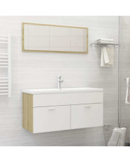 Ensemble de meubles de salle de bain 2pcs blanc et chêne sonoma | Mobilier & Déco