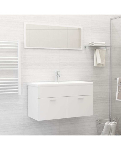 Ensemble de meubles de salle de bain 2pcs blanc bois ingénierie | Mobilier & Déco